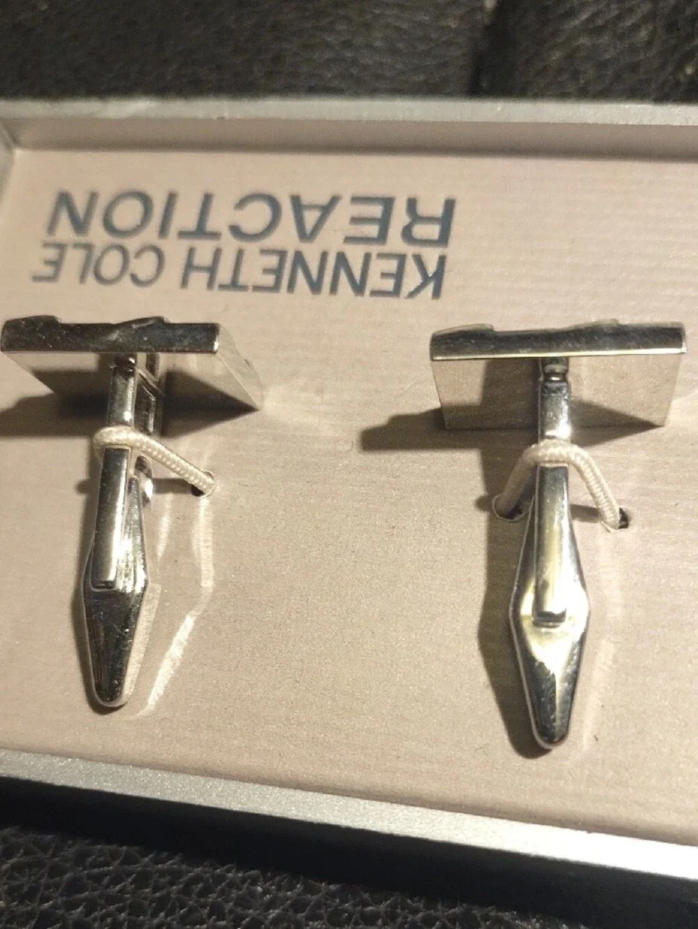 Kenneth Cole Reaction Silver Woven Square Cuff Links